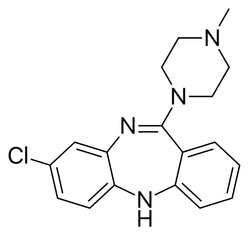 Cтруктурная химическая формула клозапина (азалептина), первого из атипичных антипсихотиков